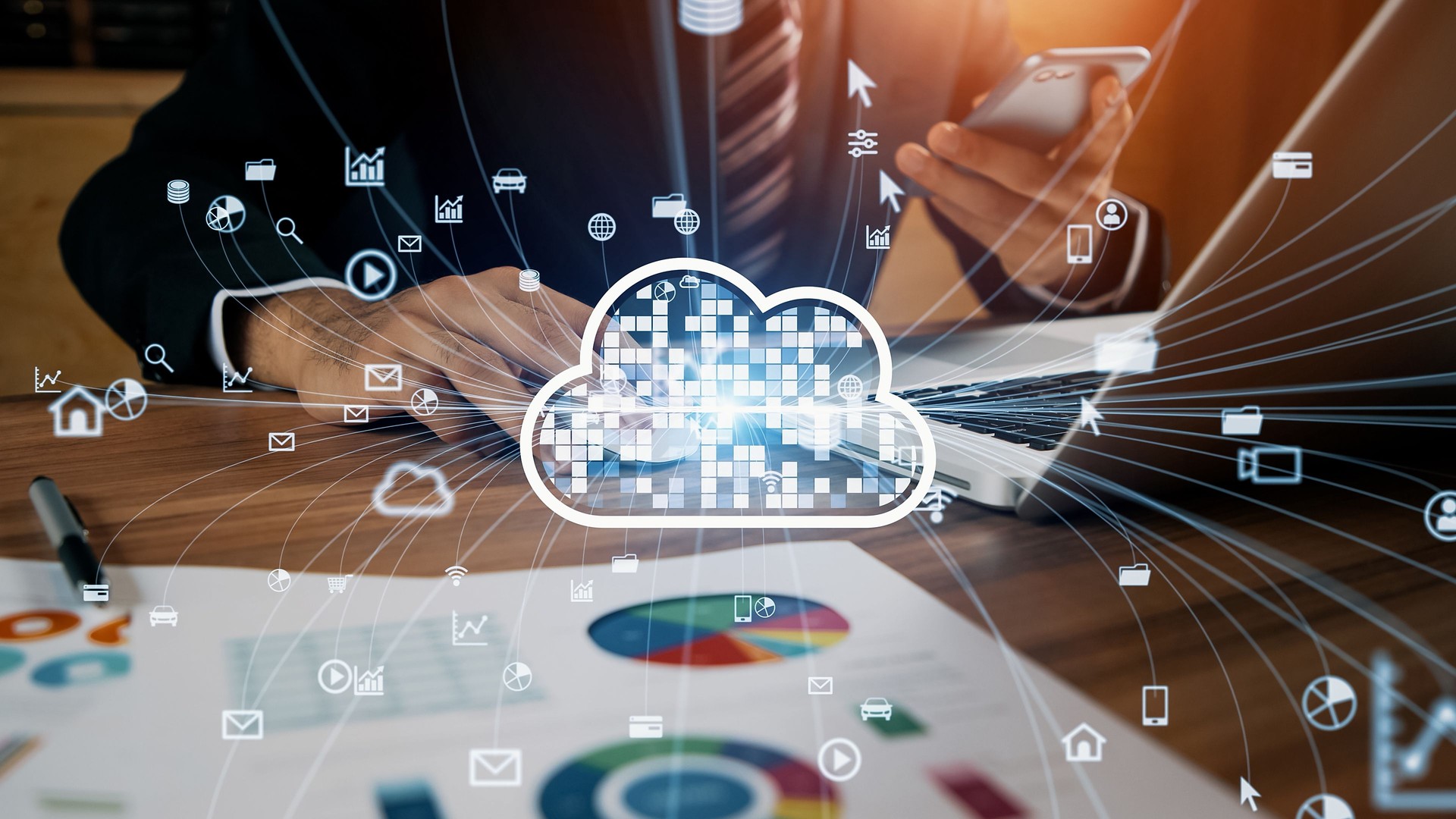 Cloud computing concept. Communication network.